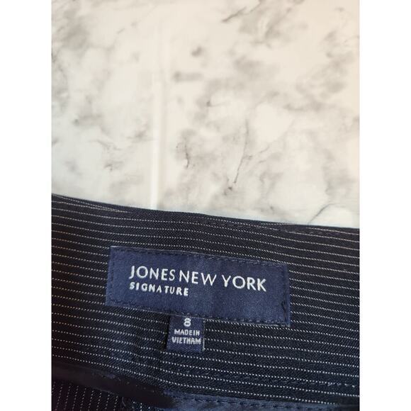 NWT Jones New York‎ Signature Women's Navy Blue White Stripe Ankle Pants Size 8 - Picture 4 of 8